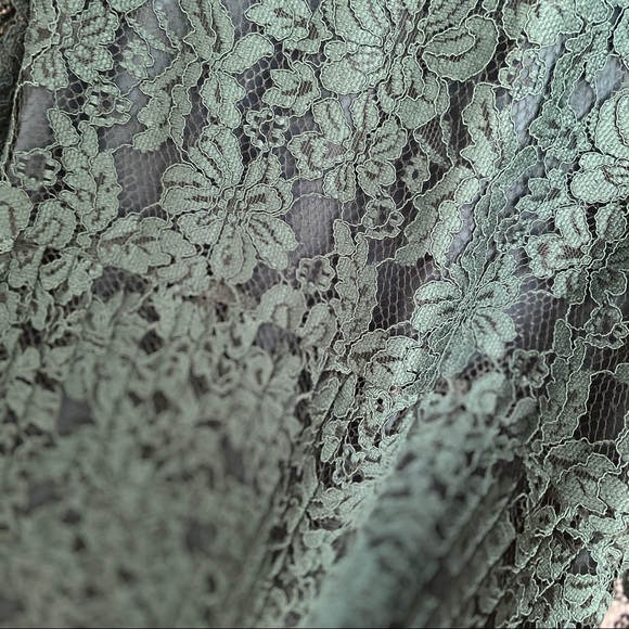 Zara green lace shirt dress drop waist pleated bottom - Picture 3 of 5